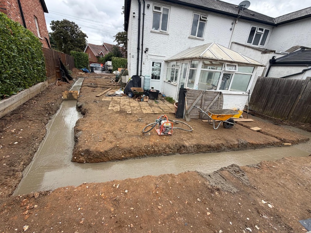 Trench foundation pour in Watford